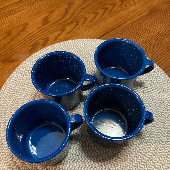 Vintage 1990 Watkins Blue Speckled Enamel Cups - Picture 3 of 4